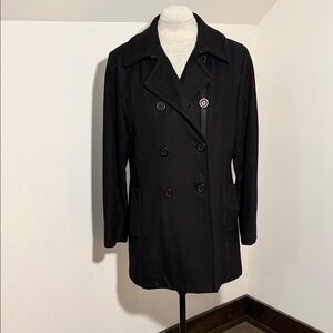 Portrait | Vintage Black Double-Breasted Women's Pea Coat | 14